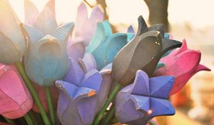 Preview wallpaper flowers, wood, tulips, sun