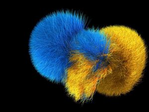Preview wallpaper fluffy, lumps, blue, yellow