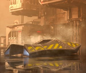 Preview wallpaper flying saucer, base, sci-fi, art, future