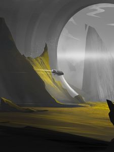 Preview wallpaper flying ship, portal, fantasy, art