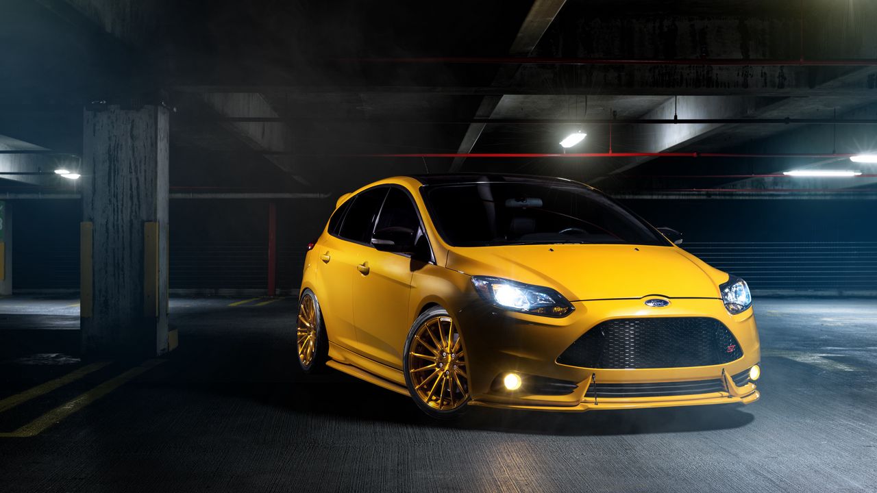 Wallpaper focus, ford, front view, yellow, cars