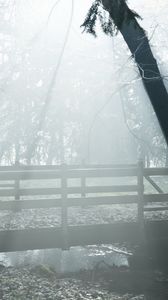 Preview wallpaper fog, bridge, wood, haze