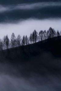 Preview wallpaper fog, clouds, hills, trees, nature