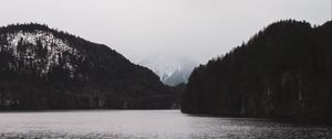Preview wallpaper fog, mountain, river, forest