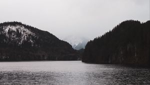 Preview wallpaper fog, mountain, river, forest
