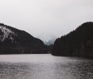 Preview wallpaper fog, mountain, river, forest