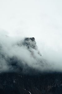 Preview wallpaper fog, mountains, peak, rock