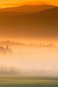 Preview wallpaper fog, mountains, plain, veil, trees, haze, tenessee