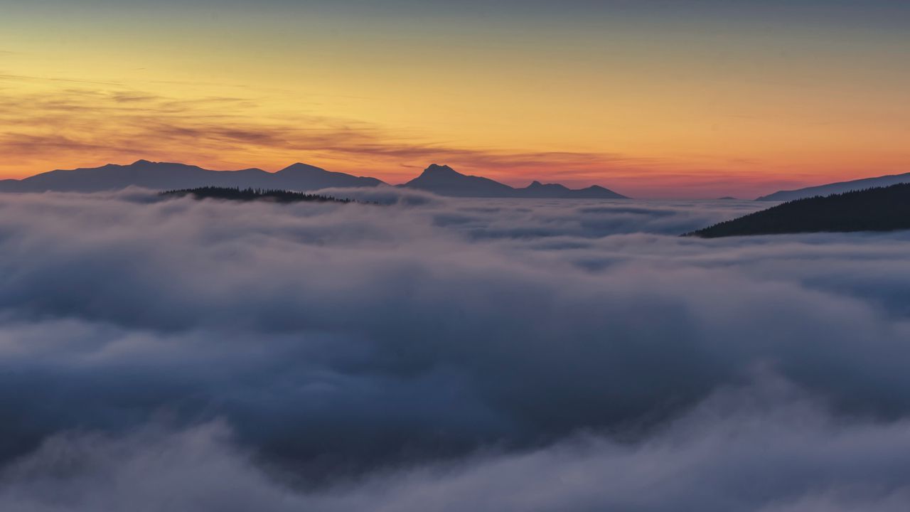 Wallpaper fog, mountains, silhouette, nature hd, picture, image