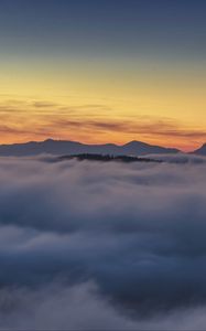 Preview wallpaper fog, mountains, silhouette, nature