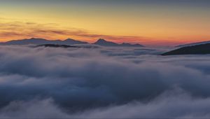 Preview wallpaper fog, mountains, silhouette, nature