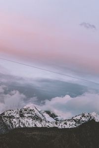 Preview wallpaper fog, mountains, snowy, clouds, snow