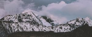 Preview wallpaper fog, mountains, snowy, clouds, snow