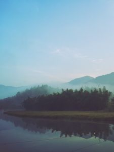 Preview wallpaper fog, river, morning