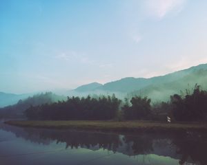 Preview wallpaper fog, river, morning