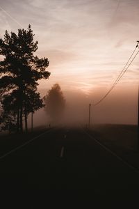 Preview wallpaper fog, road, trees, twilight, sky