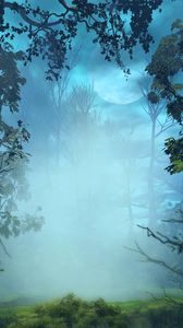Preview wallpaper fog, trees, art, forest, branches