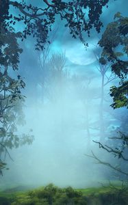 Preview wallpaper fog, trees, art, forest, branches