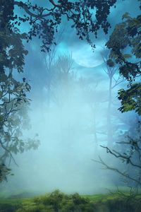 Preview wallpaper fog, trees, art, forest, branches