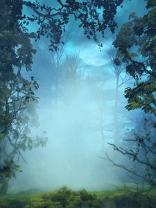 Preview wallpaper fog, trees, art, forest, branches