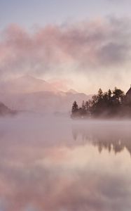 Preview wallpaper fog, water, castle, morning