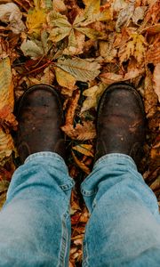 Preview wallpaper foliage, feet, autumn, fallen