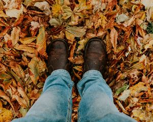 Preview wallpaper foliage, feet, autumn, fallen