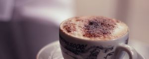 Preview wallpaper food, spirits, coffee, cocoa, cappuccino, milk, cup, mug, chocolate, plate, spoon, tableware, wallpaper, warm, hot, tasty