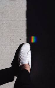 Preview wallpaper foot, shadow, rainbow, sneakers