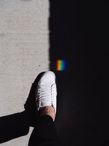 Preview wallpaper foot, shadow, rainbow, sneakers