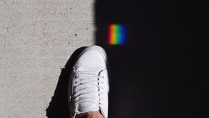 Preview wallpaper foot, shadow, rainbow, sneakers