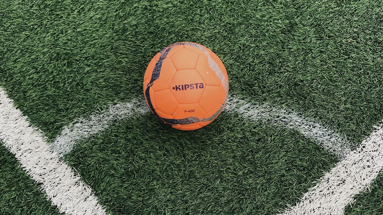 Wallpaper football ball, ball, football, lawn, marking