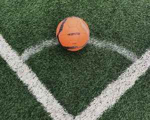 Preview wallpaper football ball, ball, football, lawn, marking