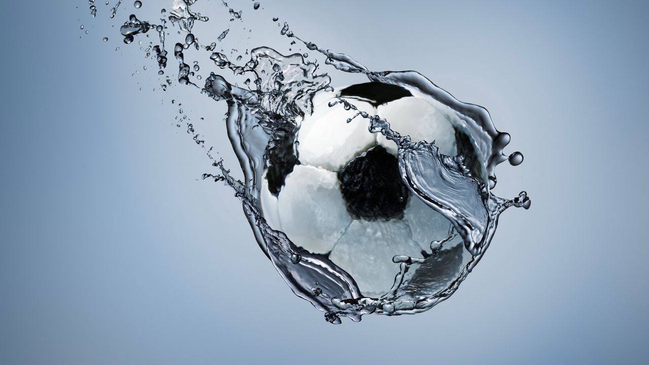 Wallpaper football, ball, exercise, water, abstraction