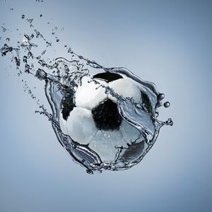 Preview wallpaper football, ball, exercise, water, abstraction