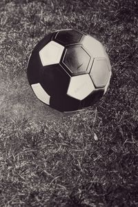 Preview wallpaper football ball, football, ball, lawn, black and white