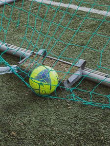 Preview wallpaper football, ball, net, grass, sports