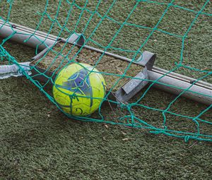Preview wallpaper football, ball, net, grass, sports