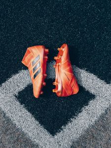 Preview wallpaper football boots, lawn, shoes