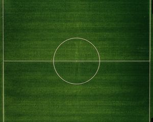 Preview wallpaper football field, aerial view, football, court, markup, green