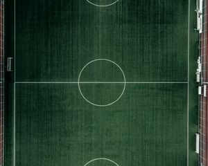 Preview wallpaper football field, aerial view, football, lawn, green