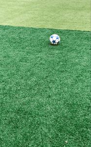 Preview wallpaper football field, ball, football, lawn, grass, green