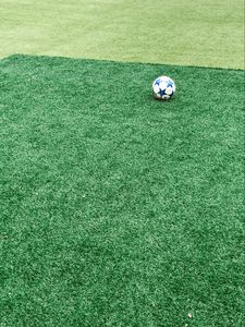 Preview wallpaper football field, ball, football, lawn, grass, green
