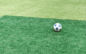 Preview wallpaper football field, ball, football, lawn, grass, green