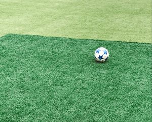 Preview wallpaper football field, ball, football, lawn, grass, green