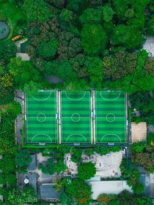 Preview wallpaper football field, field, football, aerial view, sport