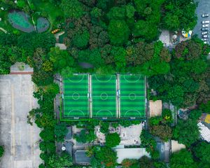 Preview wallpaper football field, field, football, aerial view, sport