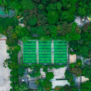 Preview wallpaper football field, field, football, aerial view, sport