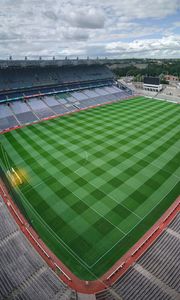 Preview wallpaper football field, field, football, aerial view