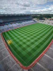 Preview wallpaper football field, field, football, aerial view